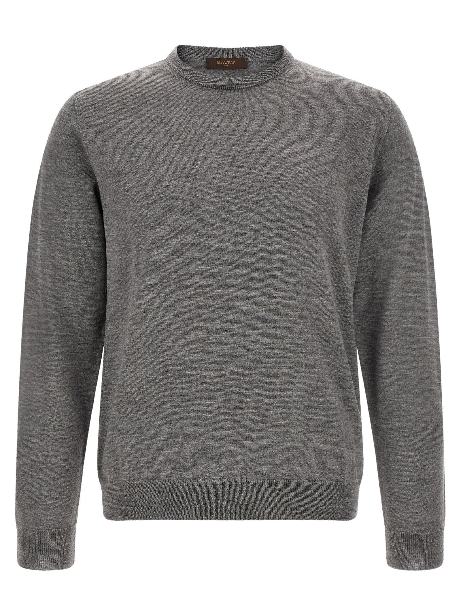 Virgin Wool Crew Neck Sweater — Gray