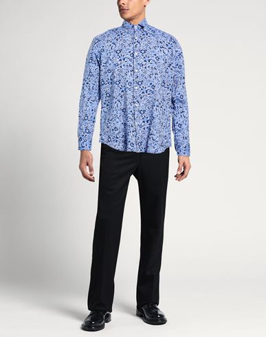 Man Shirt Slate blue Size 15 Linen, Cotton