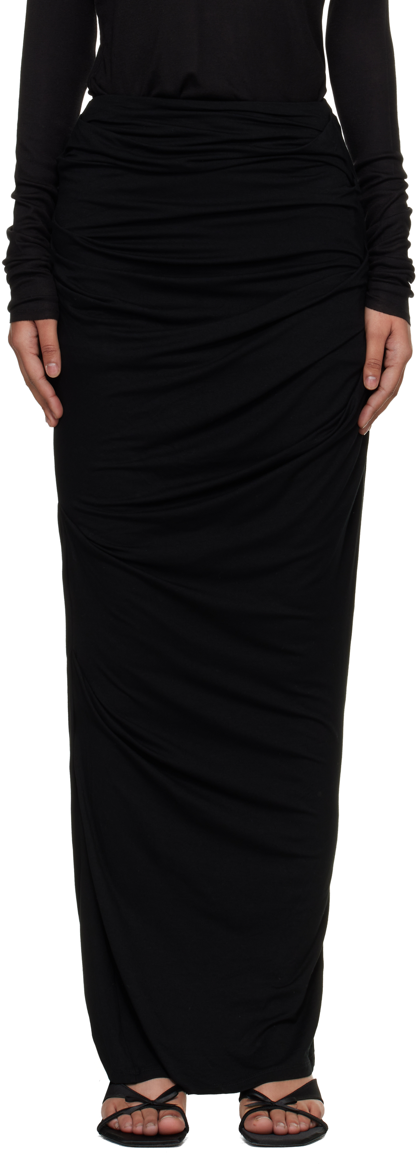 Black Drape Maxi Skirt