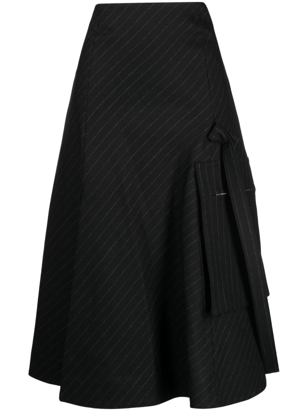 Pinstripe wool skirt - Black