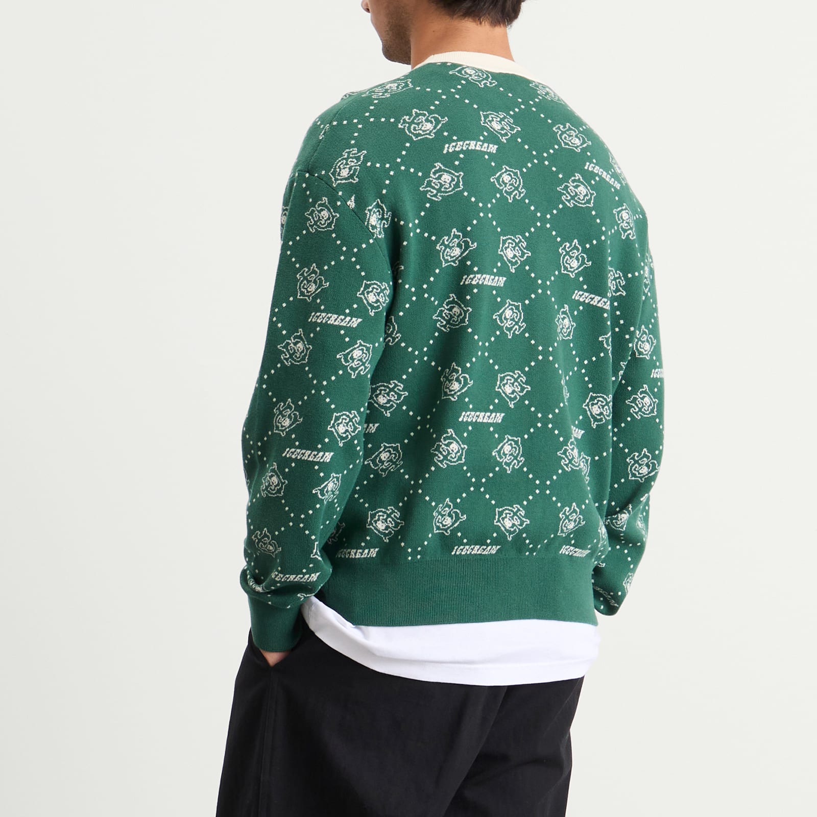 Men's Monogram Knit Cardigan Green