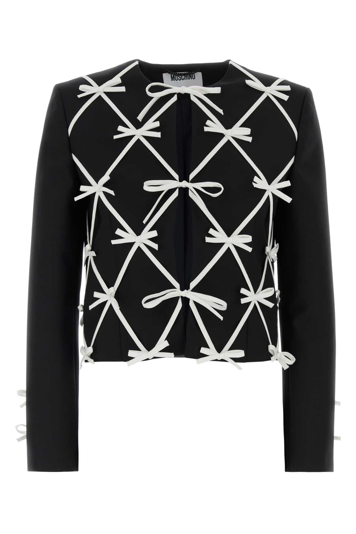 Bow-Quilted Wool Blazer — Black