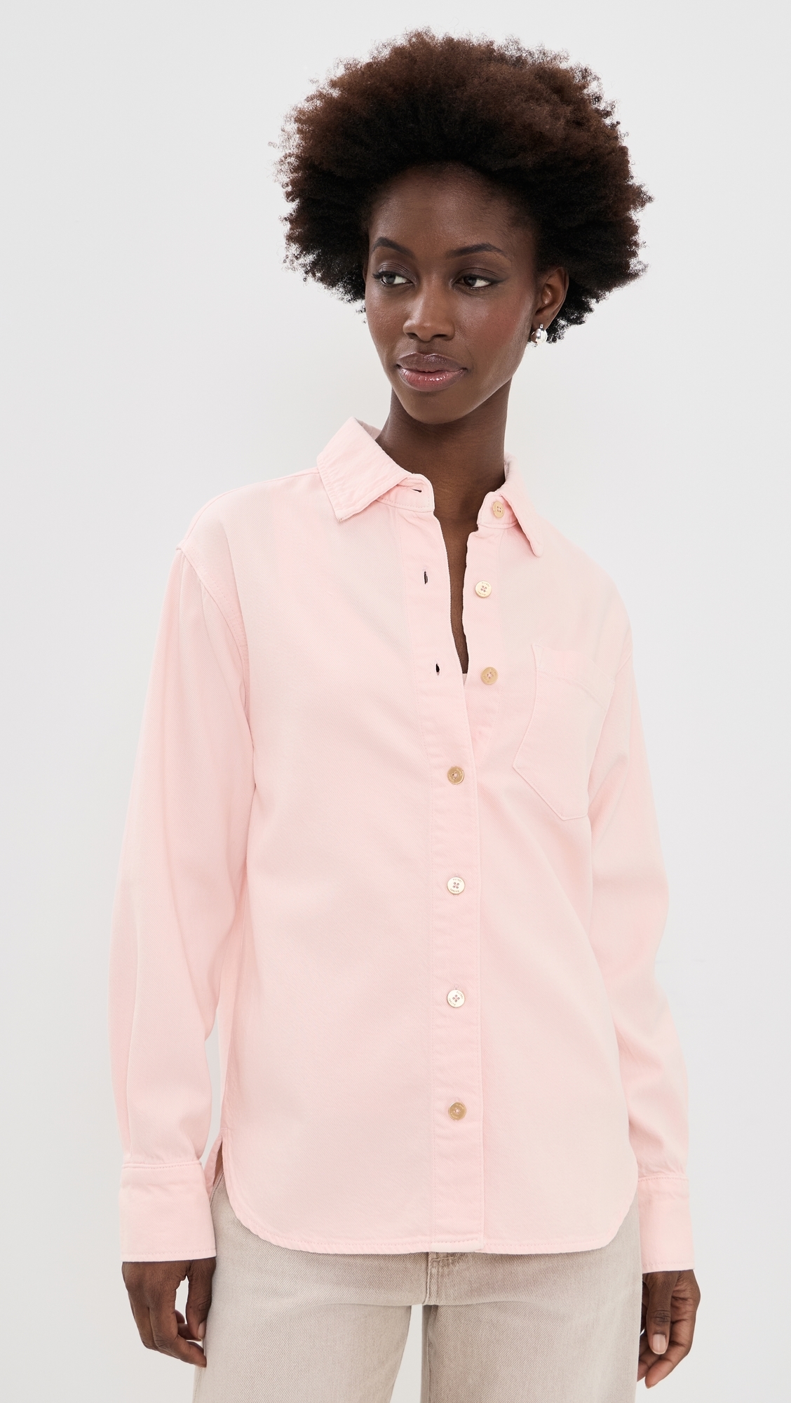 Faye Oversized Button Down Shirt Ballet Aura