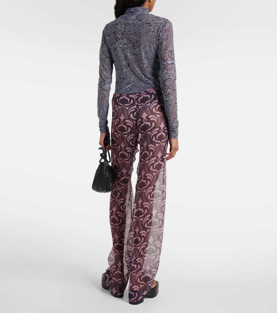 Pachas printed silk straight pants