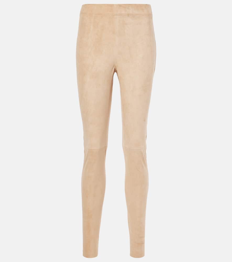 Mid-rise suede leggings