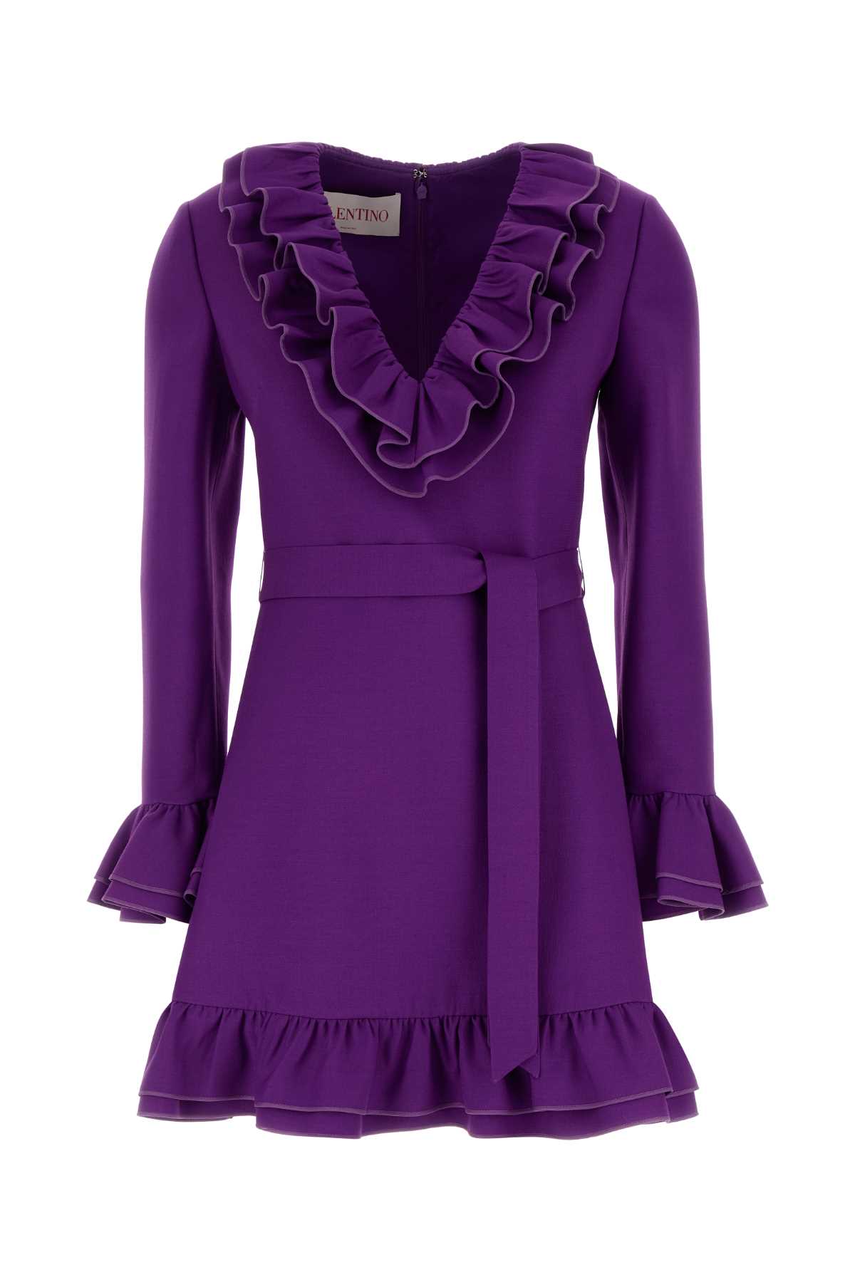 Purple Wool Blend Mini Dress