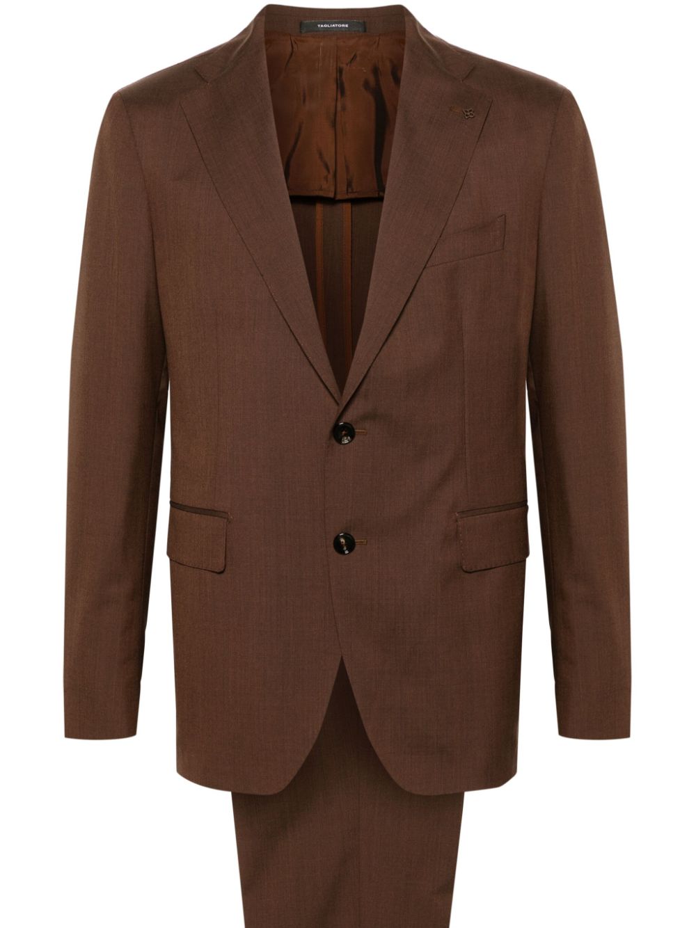 Single-breasted wool suit - Brown