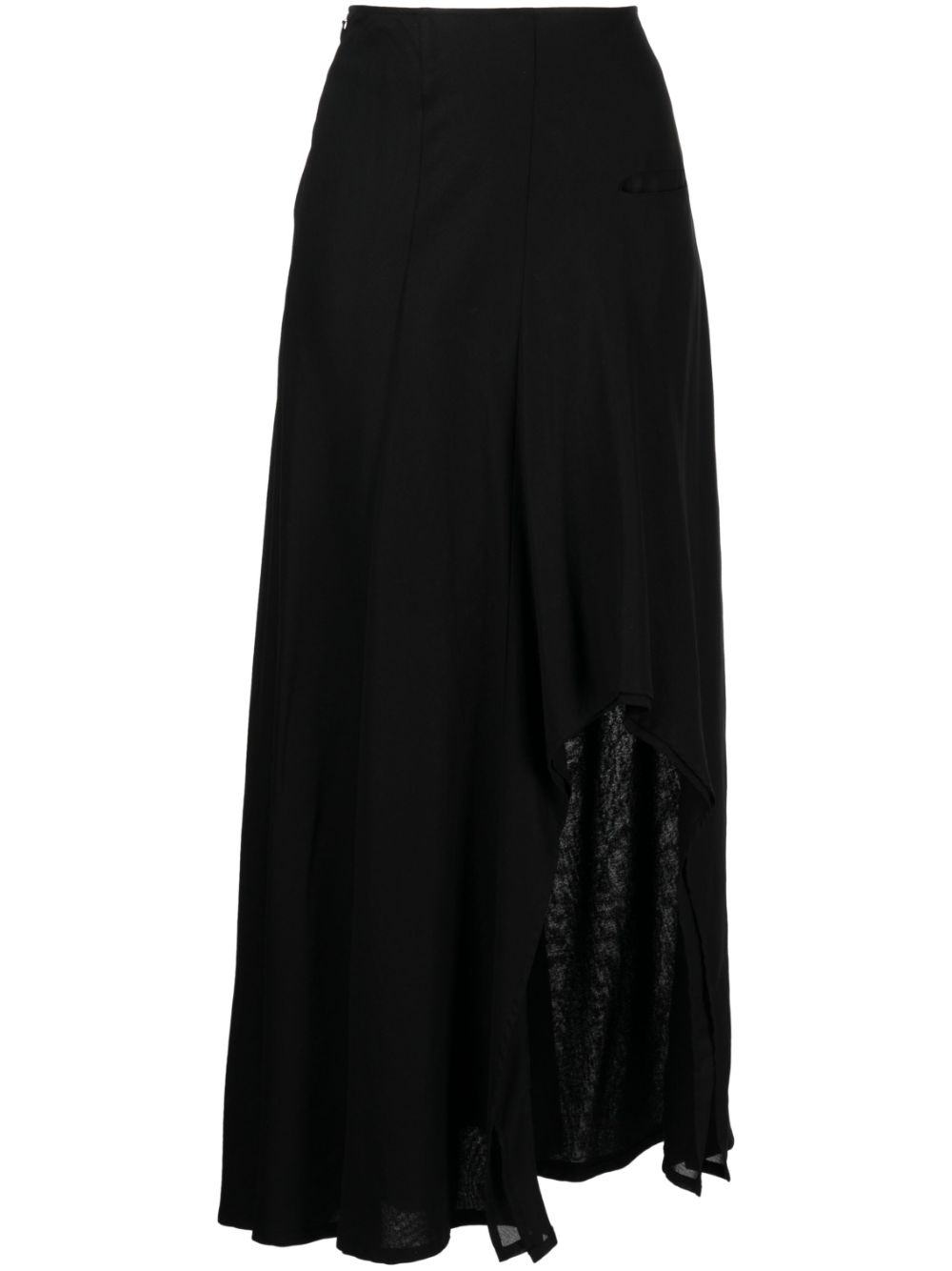 High-waisted flared cotton skirt - Black