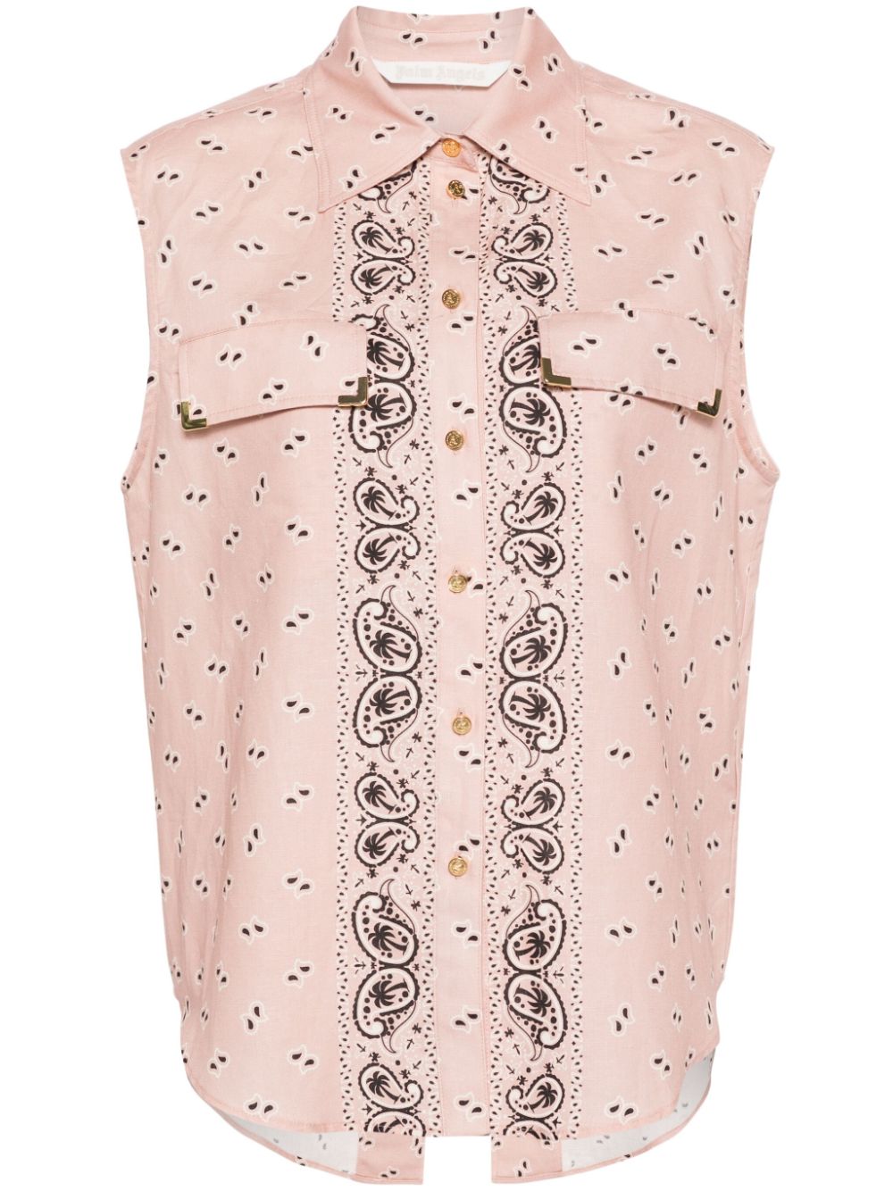 Paisley-print sleeveless shirt - Pink