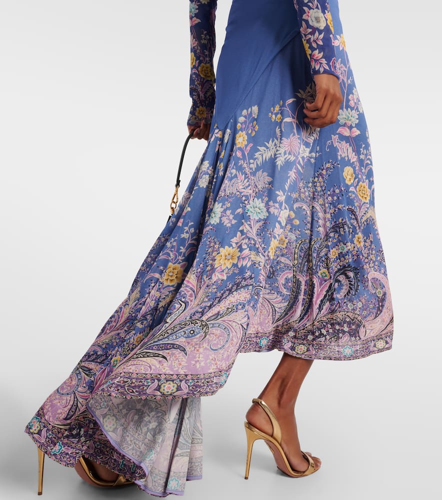 Printed asymmetric maxi skirt