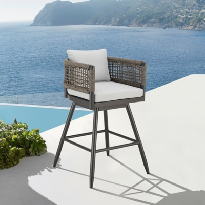 Alegria Outdoor Patio Swivel Counter Stool, Light Gray