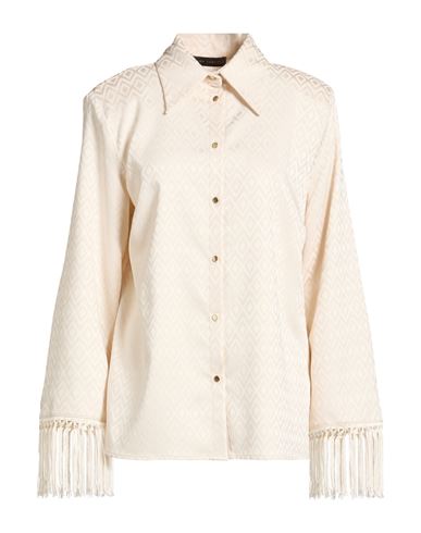 Woman Shirt Beige Size 8 Polyester, Elastane