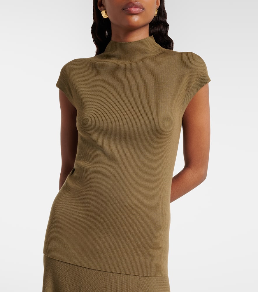 Ribbed-knit virgin wool top
