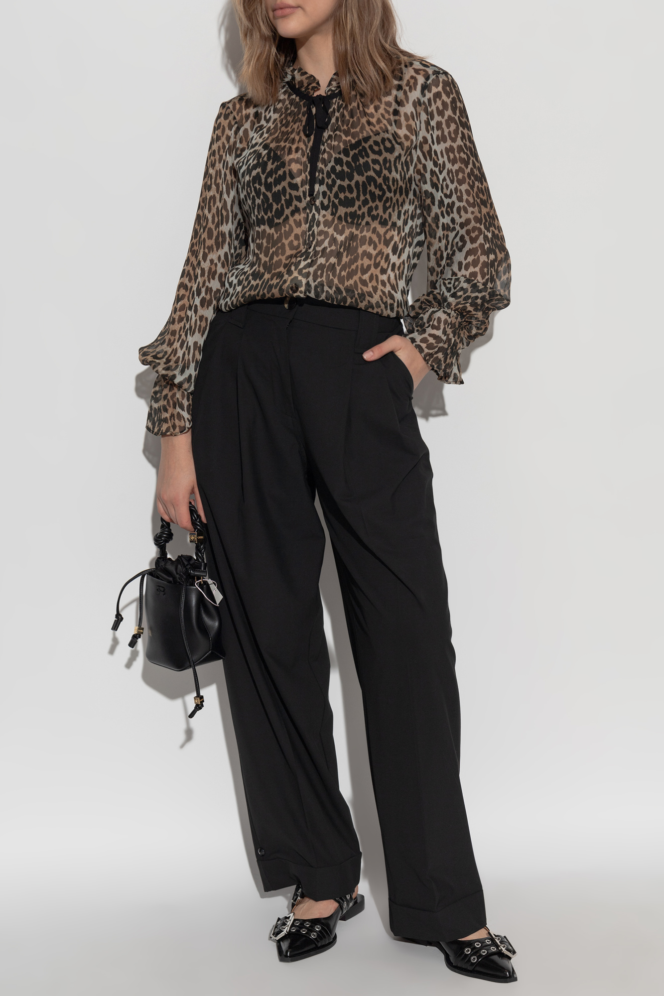 Transparent Leopard Print Shirt, Women's, Brown