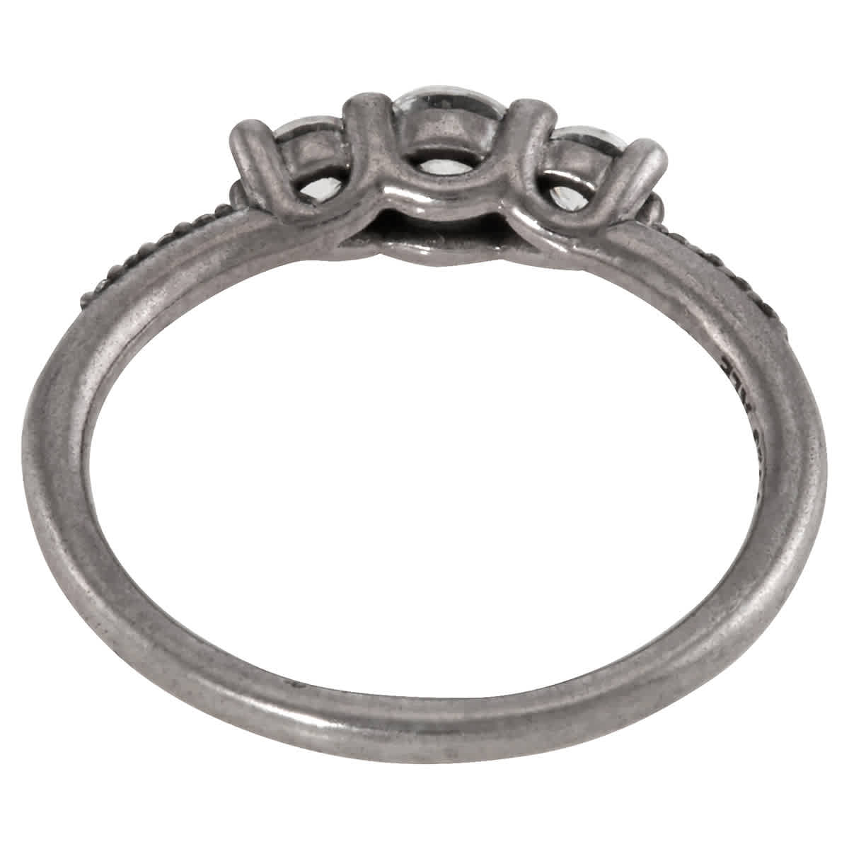 Ladies Clear Three-Stone Ring In Sterling Silver