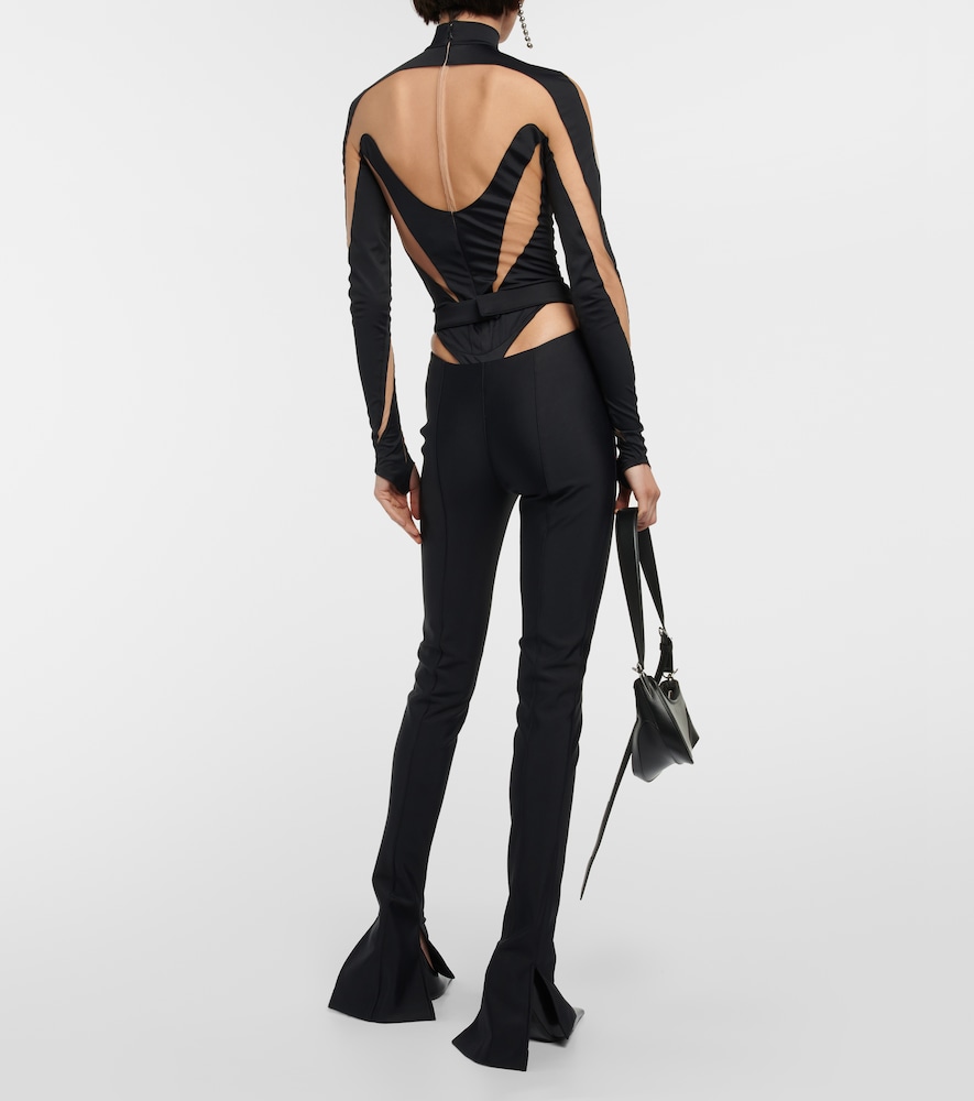 Mesh-trimmed bodysuit