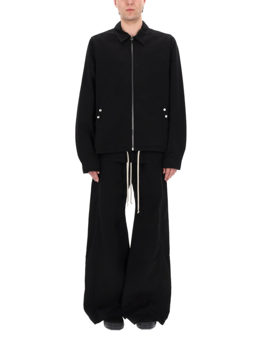 Black Solid Shirt Collar Jacket
