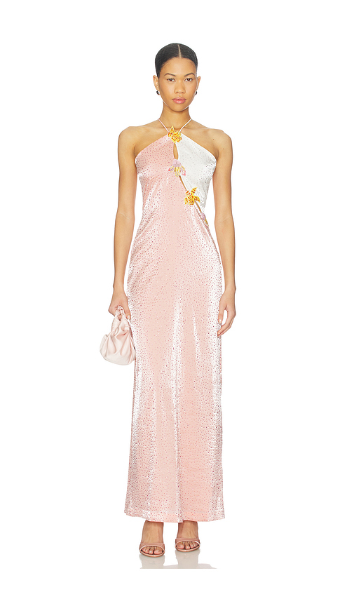 LA FUORI Pink Ditsy Polka Dress in Pink. L. Also in M, S