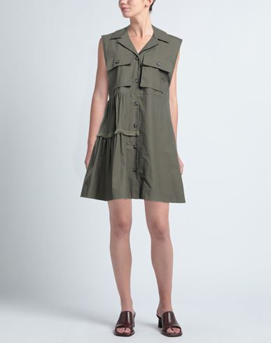 Anna Molinari Woman Mini dress Military green Size 4 Cotton
