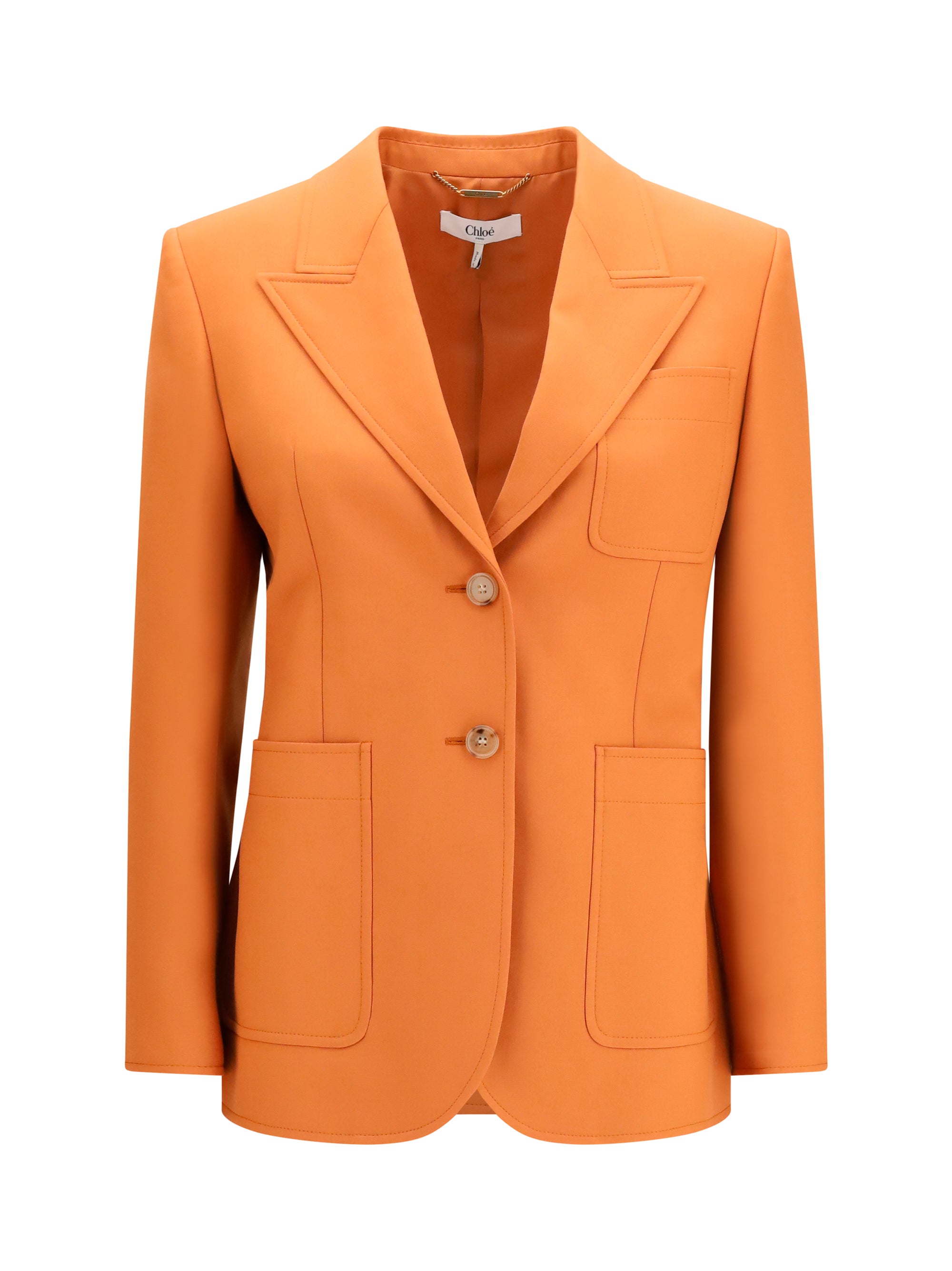 Wool Gabardine Blazer — Orange
