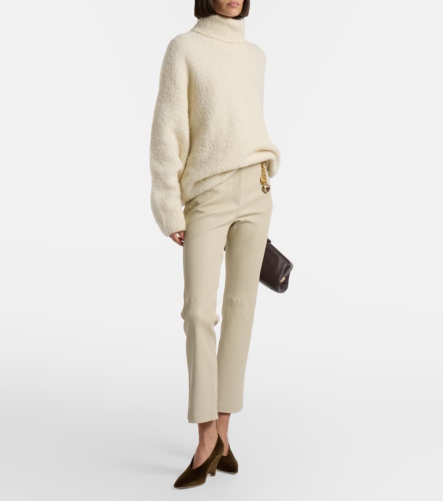Leather bootcut pants