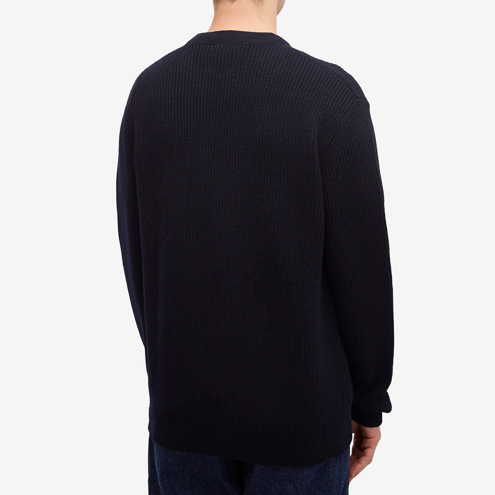 Men's Loki Wool Rib Knit Cardigan in Dark Navy