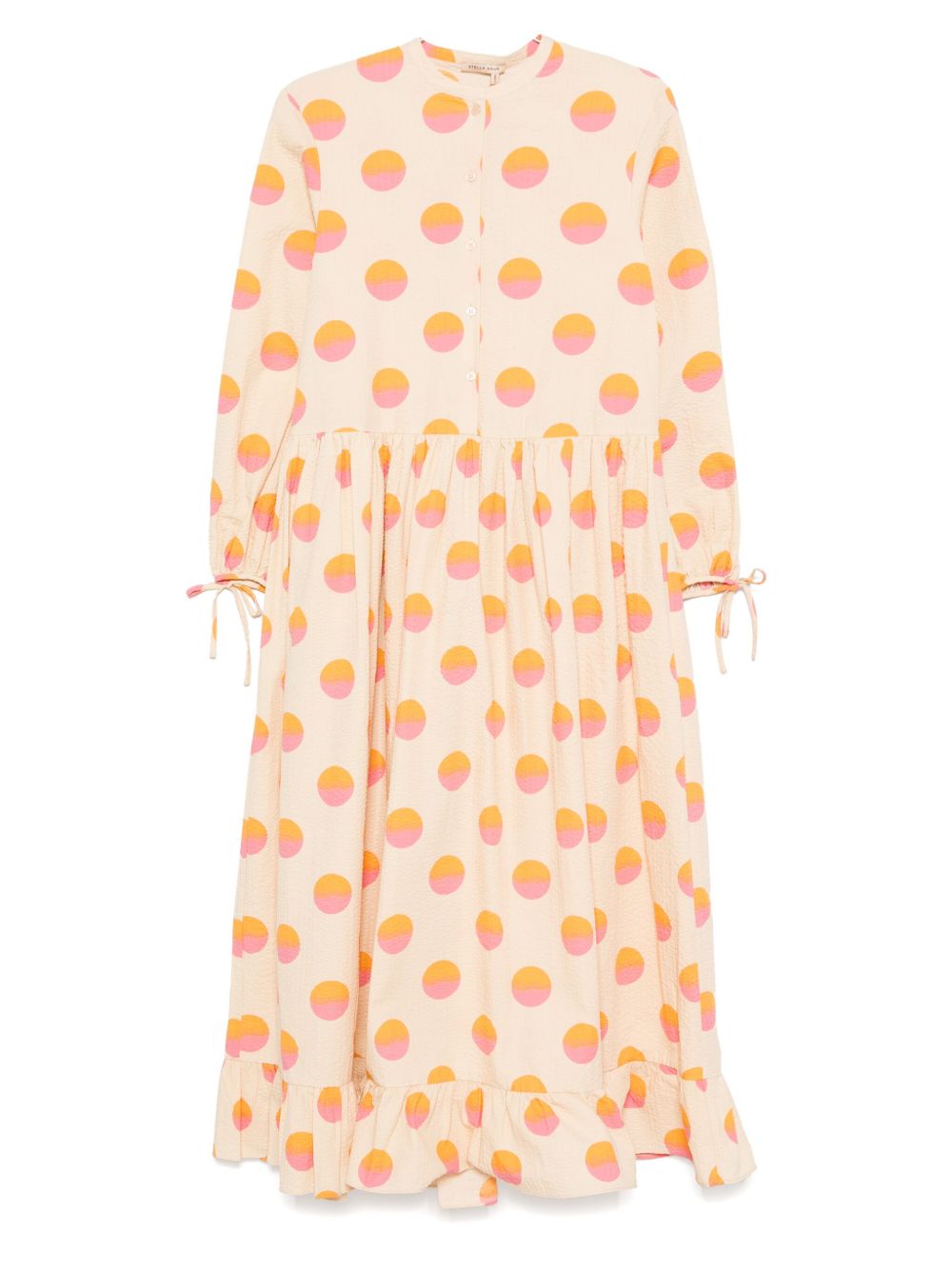 Dot-print ruffled dress - Neutrals