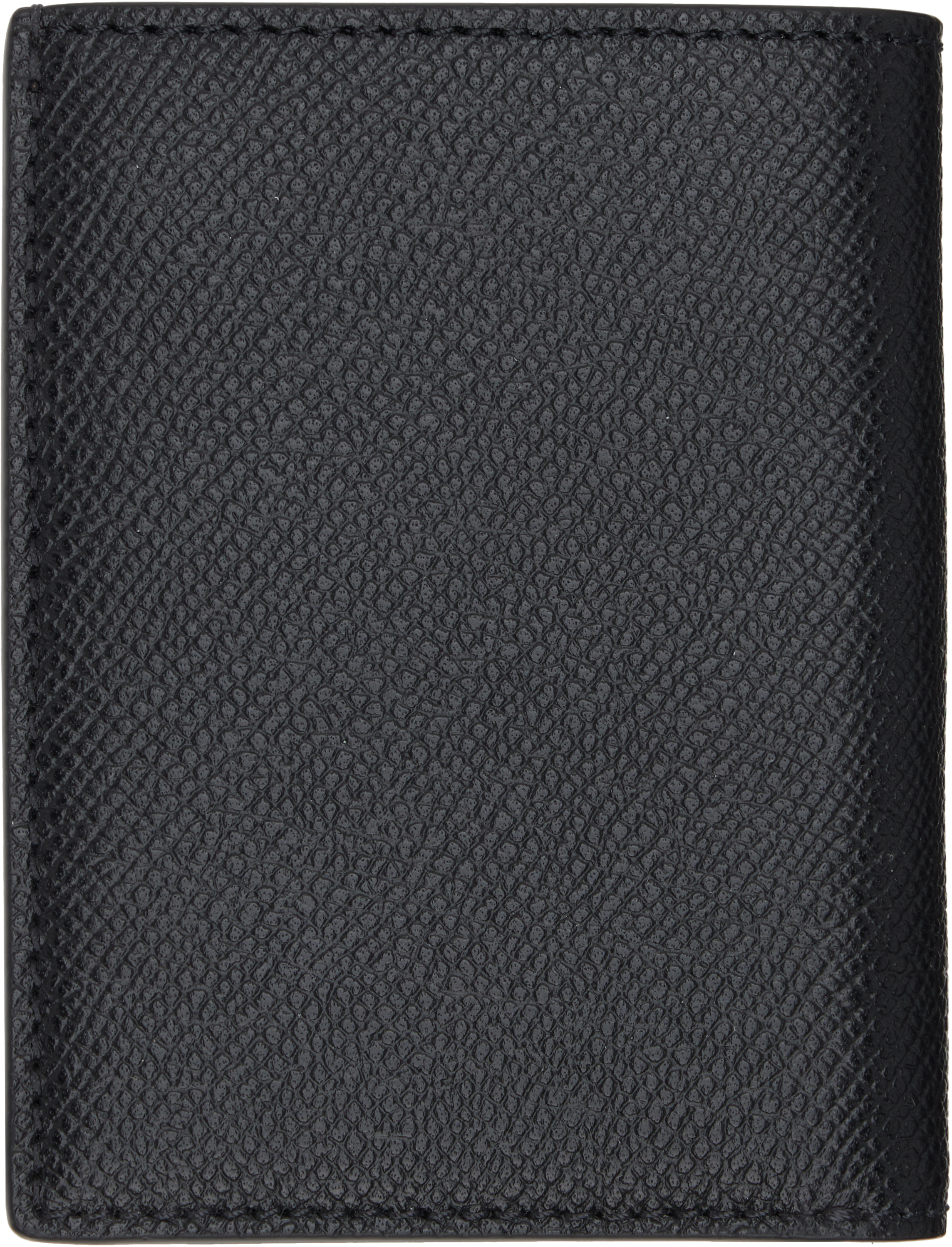 Black Small Grain Leather Folding Card Holder