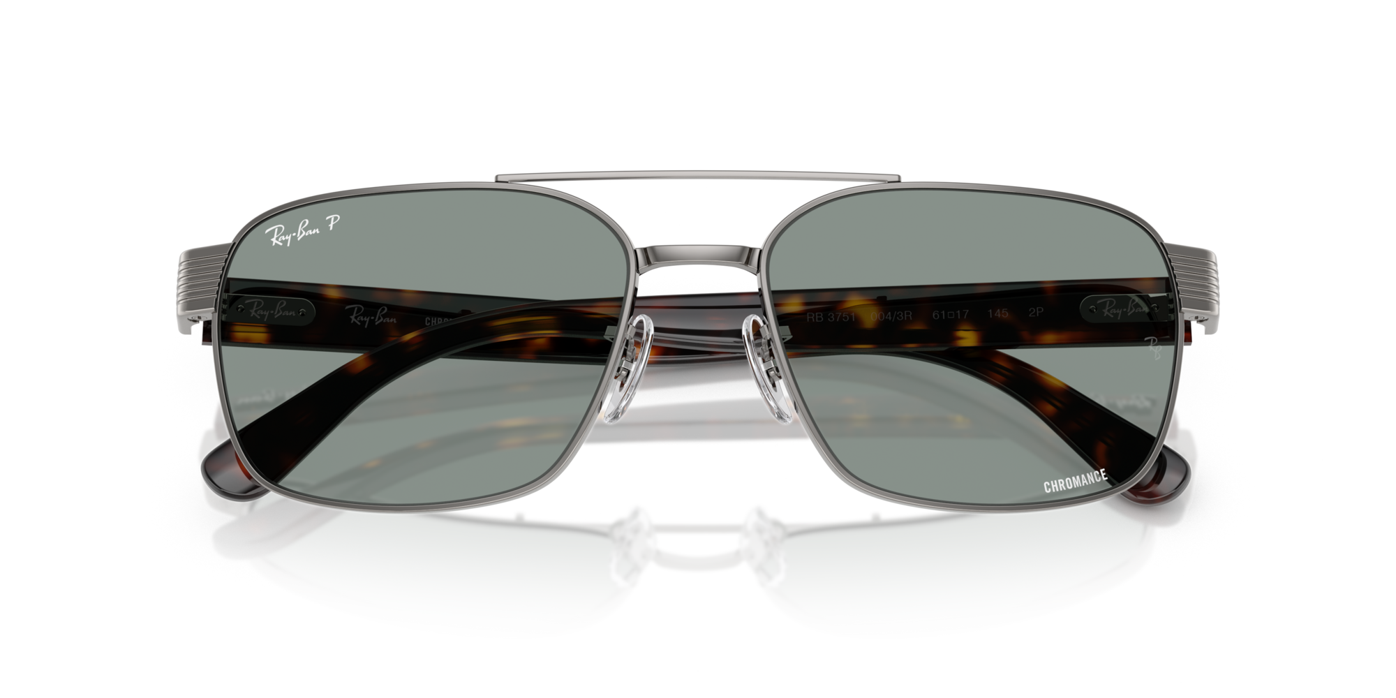 Ray - Ban Unisex Ray - Ban RB3751CH 004/3R Sunglasses Metal Grey Squared Polarized