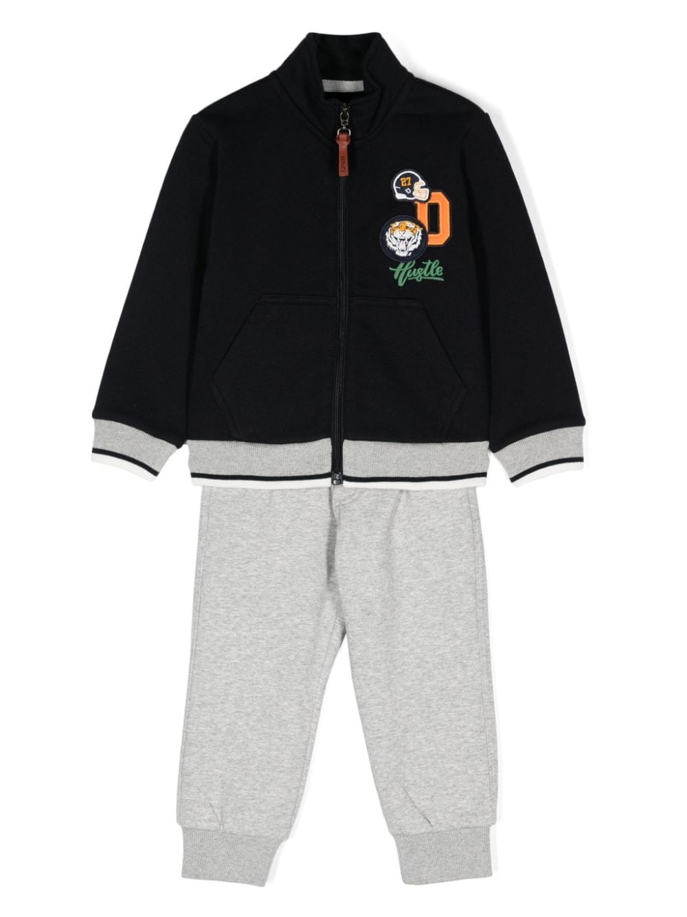 Patch-detail jersey tracksuit - Grey