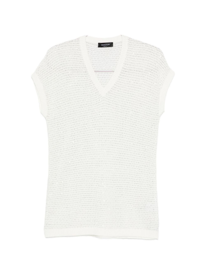 Fabiana Filippi - v neck sequin knit short sleeve top