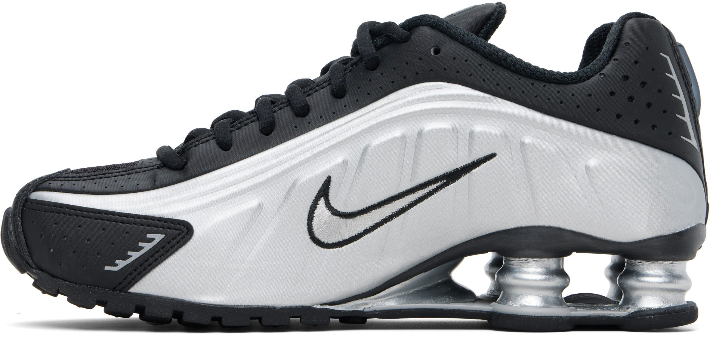 Black & Silver Shox R4 Sneakers