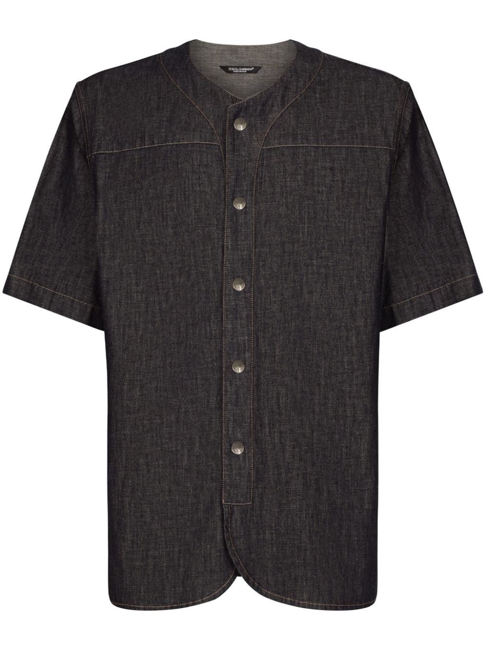 Logo-embroidered denim shirt - Black