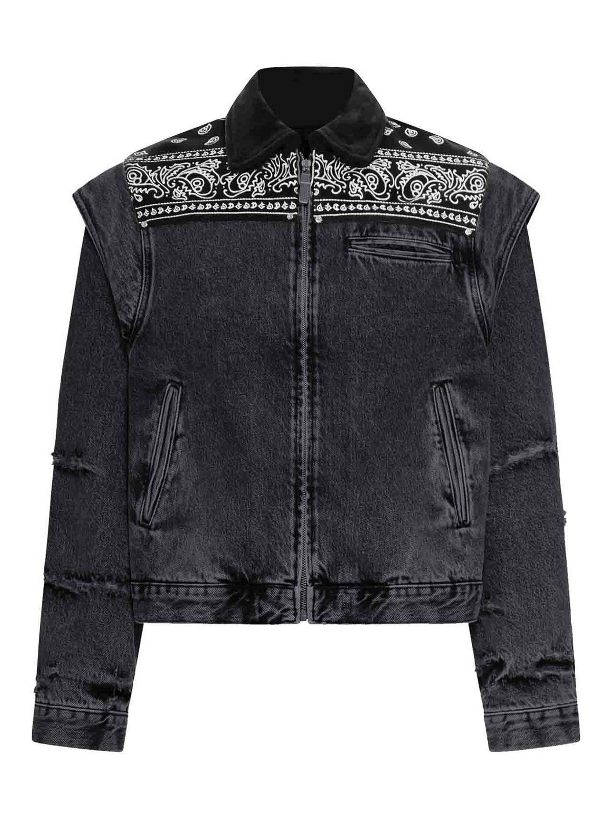 Denim Cape Jacket With Bandana Effect