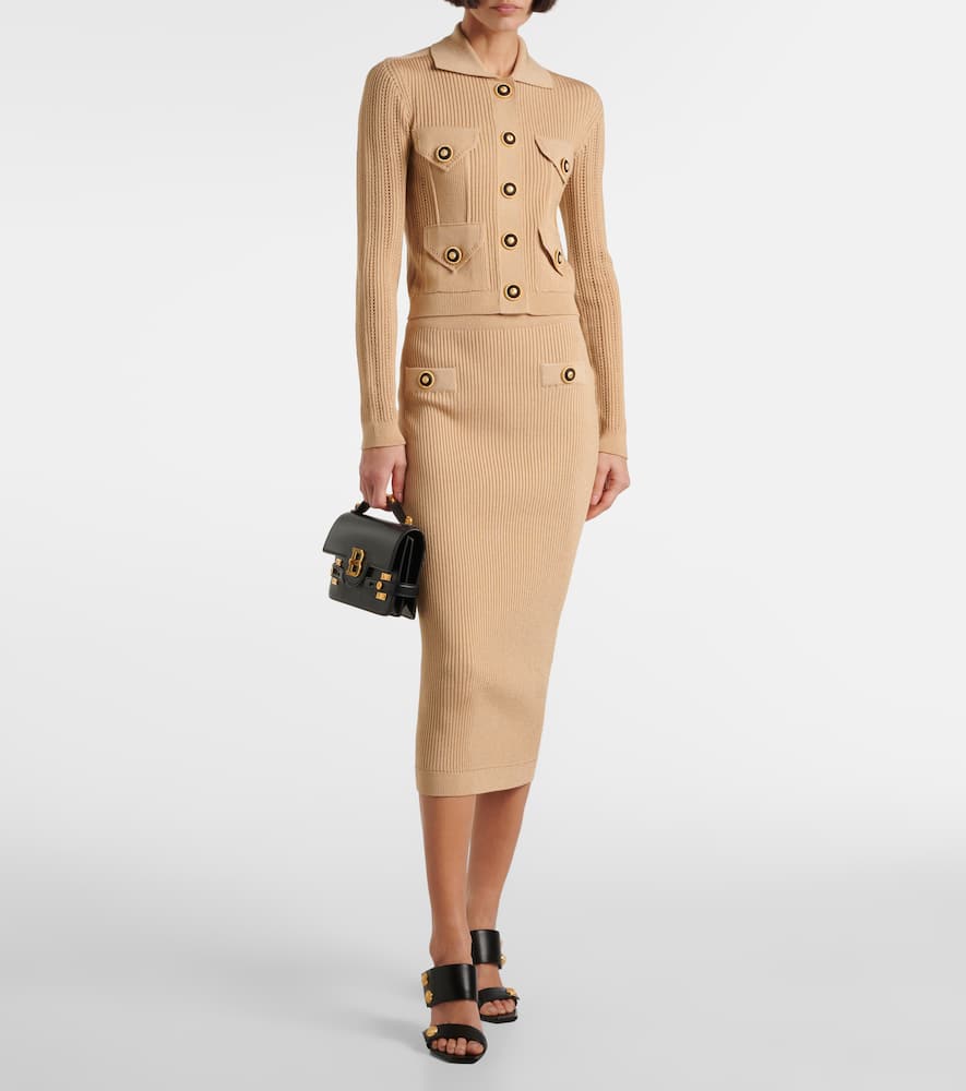 Ribbed-knit pencil skirt