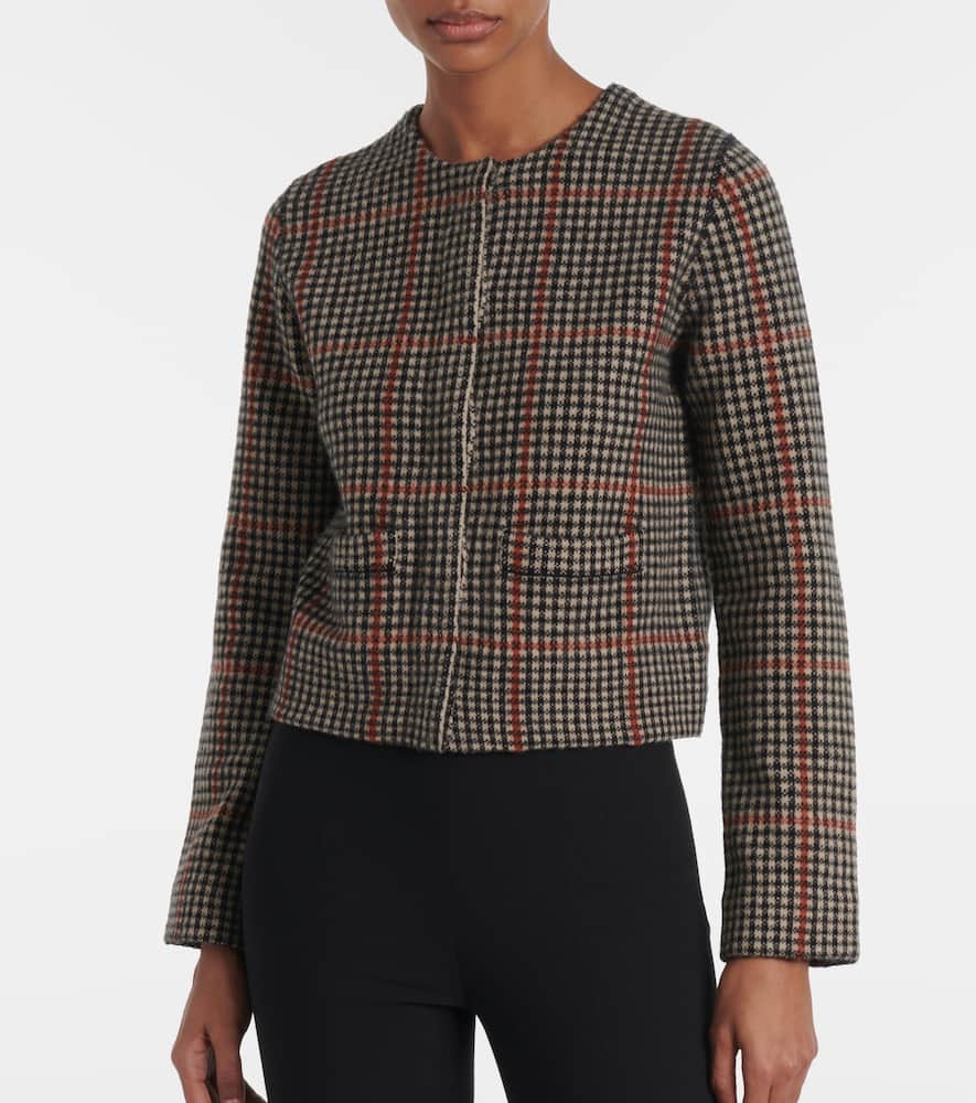 Checked wool cardigan
