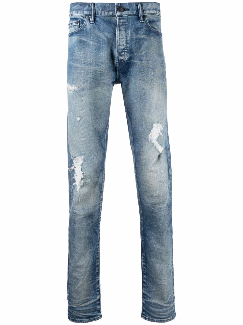 Mid-rise distressed jeans - Blue