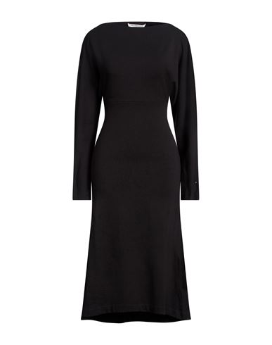Woman Midi dress Black Size 6 Acrylic, Virgin Wool