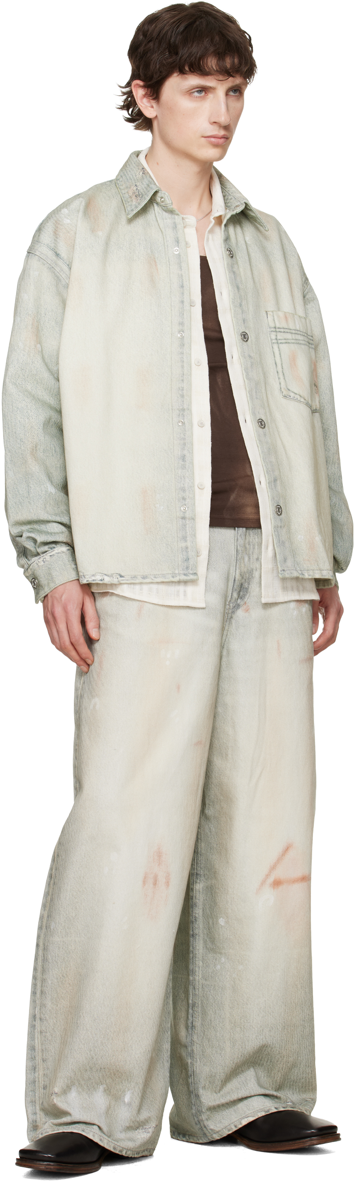 Blue Maza Printed Denim Shirt