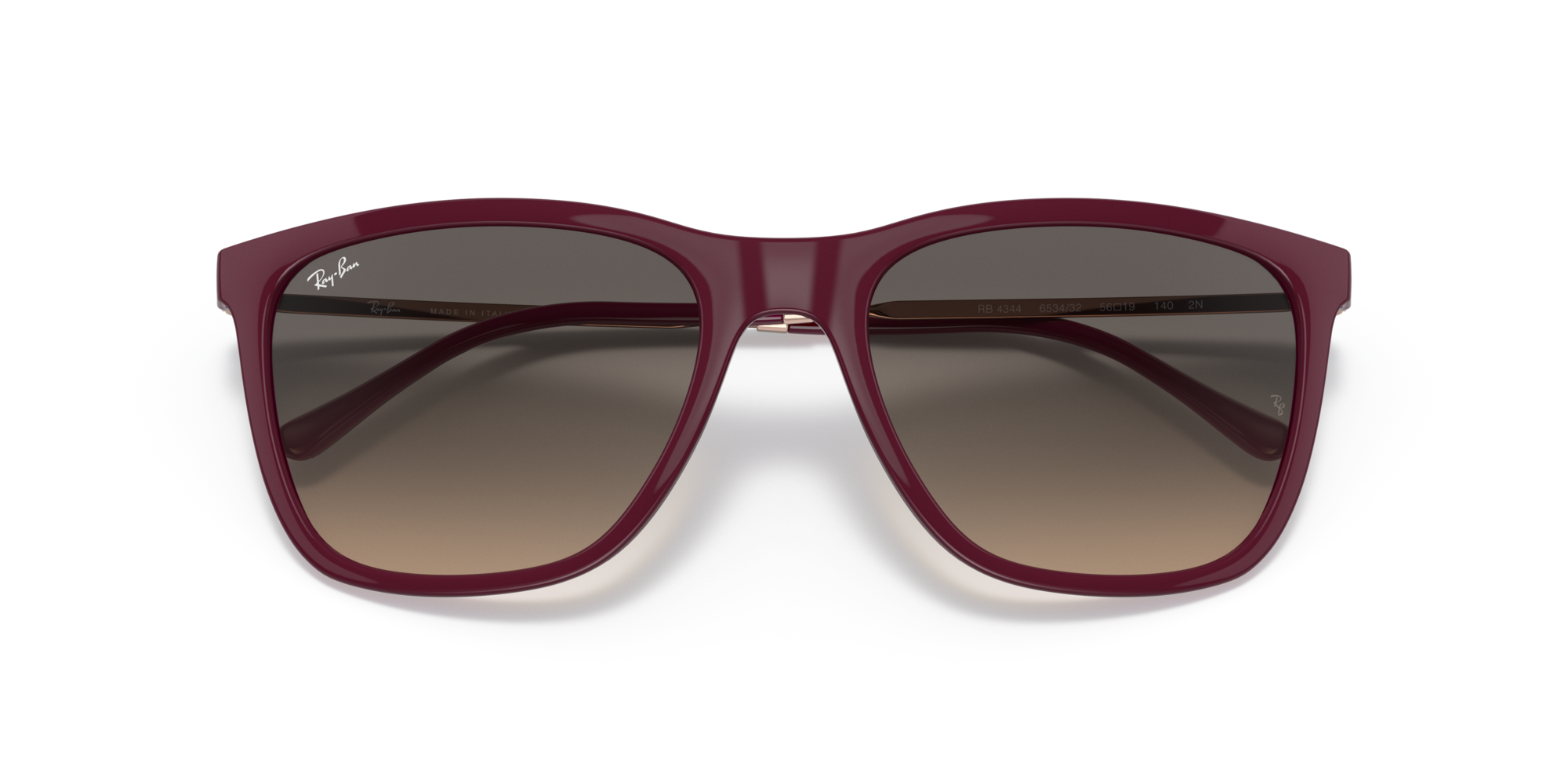 Ray - Ban Unisex Ray - Ban RB4344 653432 Sunglasses Nylon Red Grey Pillow Normal Shaded