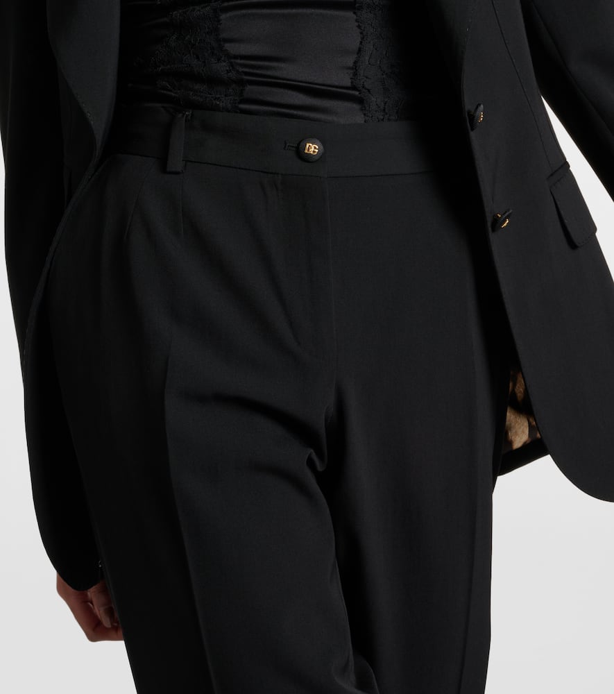 Low-rise wool-blend slim pants
