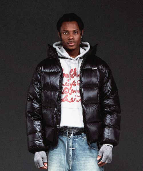 HOODED DUCK DOWN JACKET BLACK