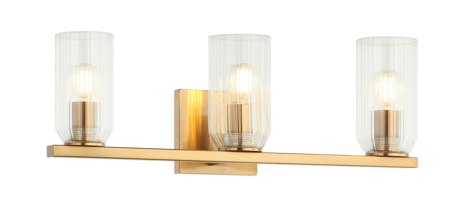 Aged Gold Brass Three Light Wall Sconce from the Westlock Collection