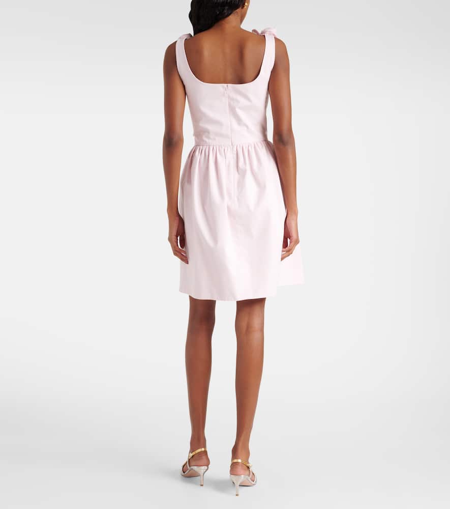 Floral-appliqué cotton minidress