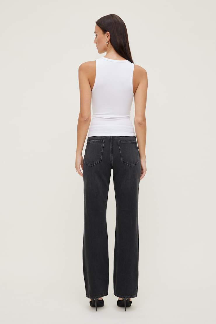Cara Rigid High Rise Straight Leg Jeans - Black - Women Clothing
