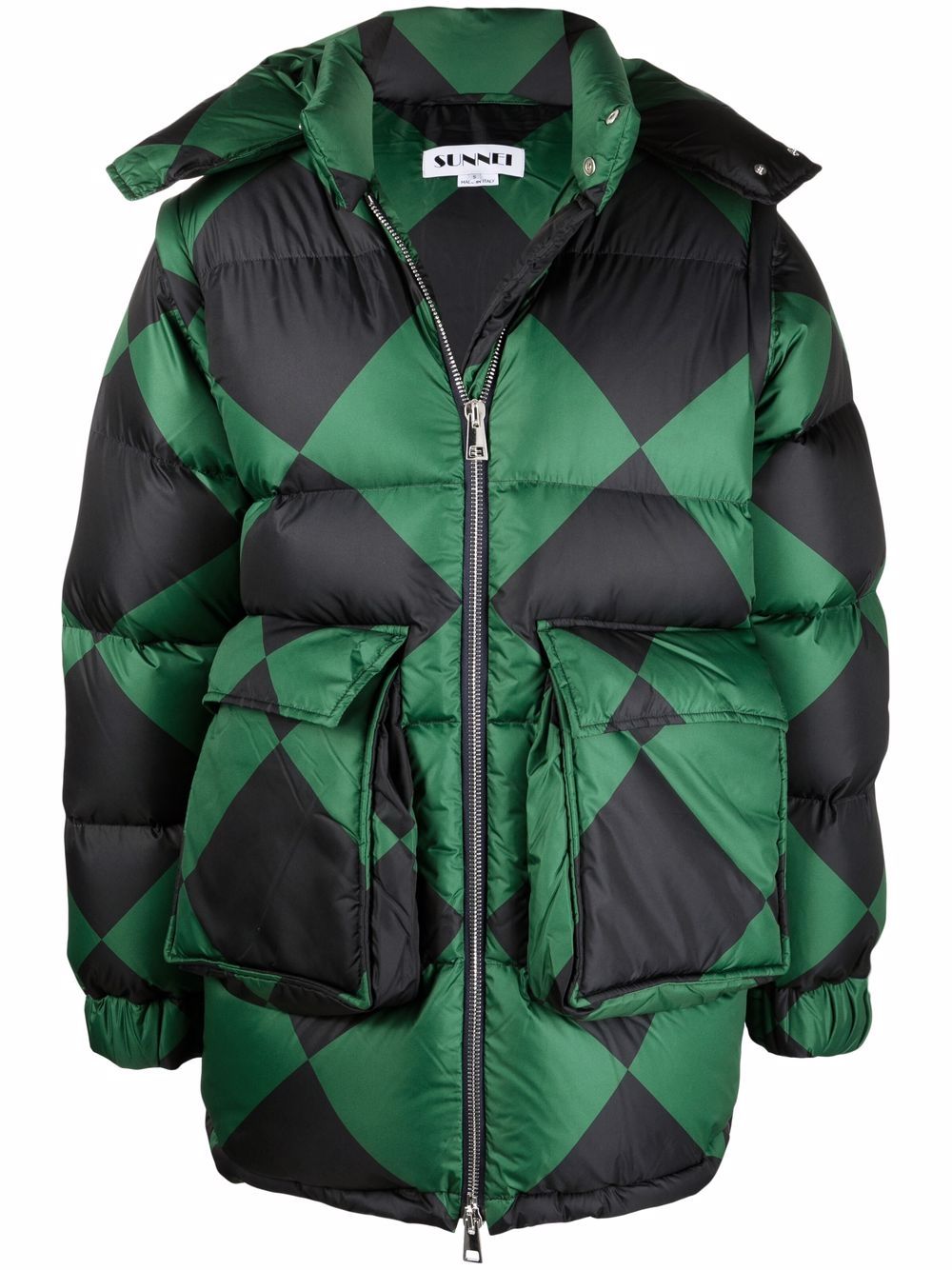 Diamond-print padded gilet - Green