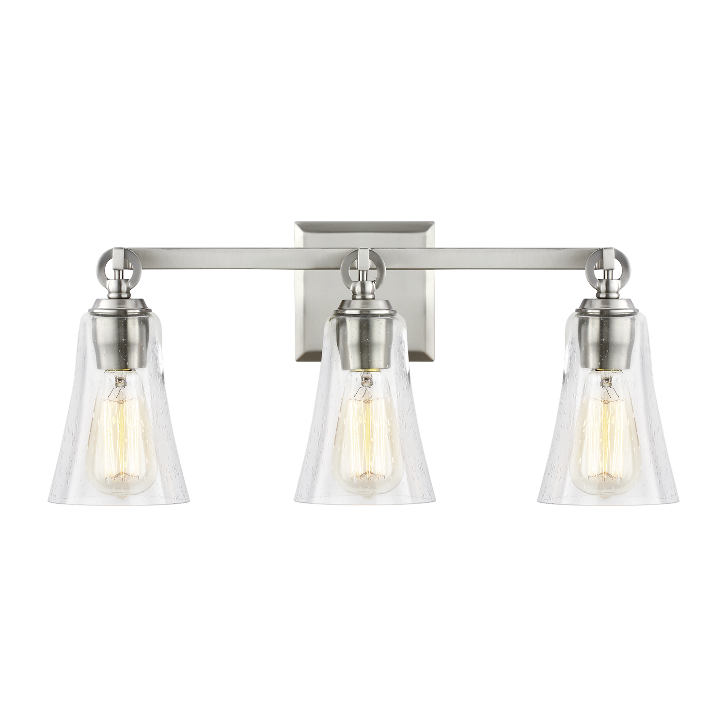 Visual Comfort Studio Monterro 3-Light Bathroom Vanity Light in Satin Nickel by Sean Lavin