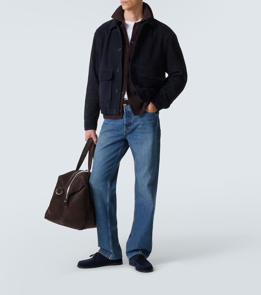 Relaxed distressed straight jeans