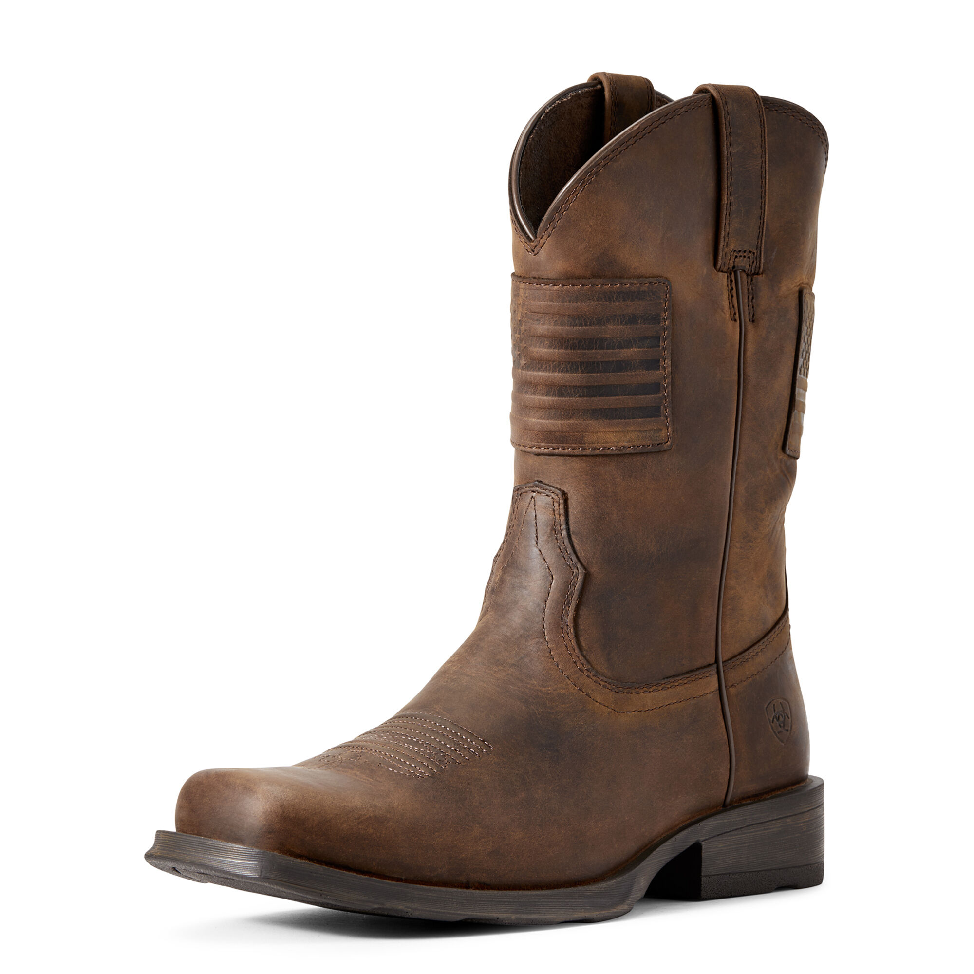 Men's Rambler Patriot Western Boots in Distressed Brown Leather, EE Wide Width