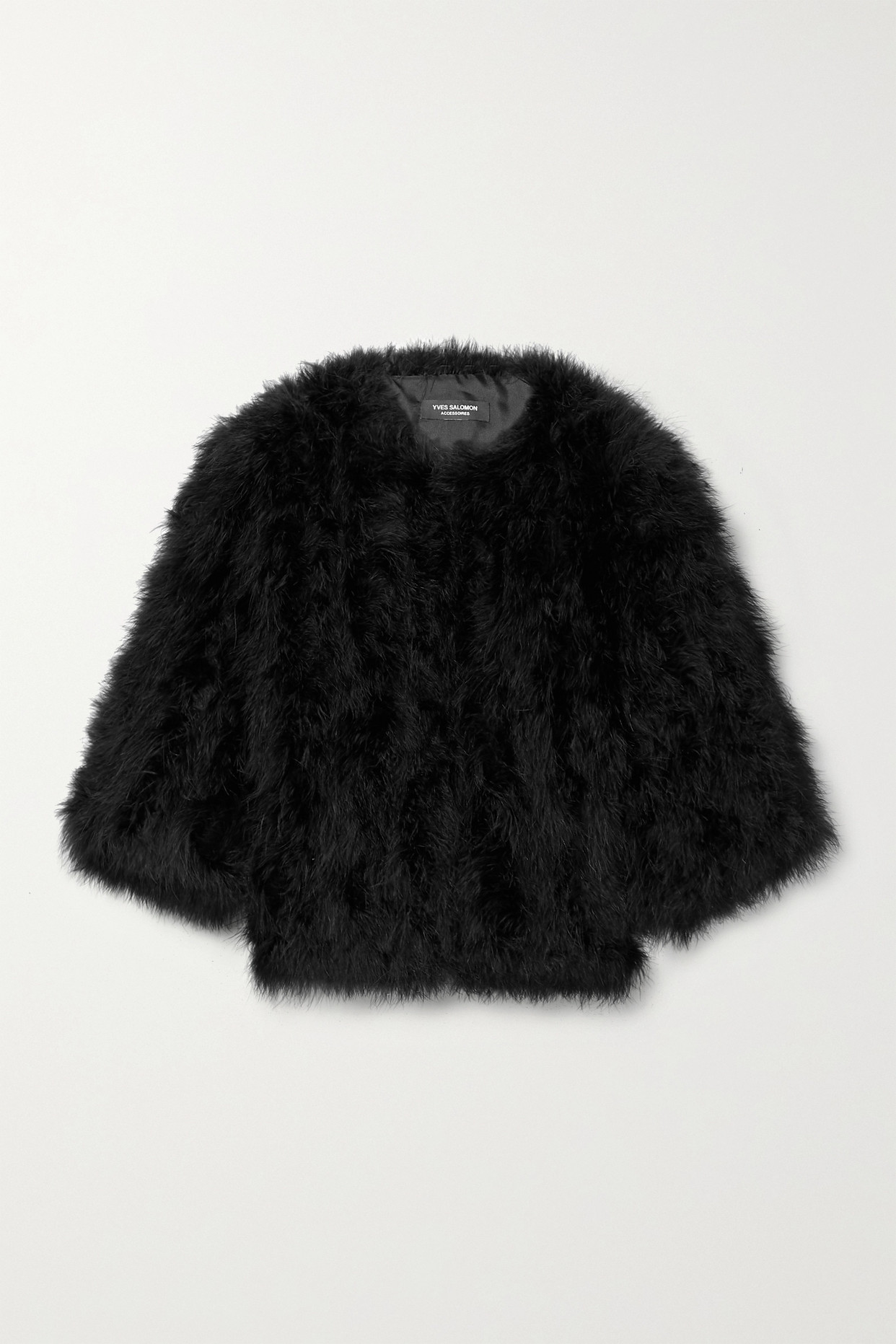 이브 살로몬 여성 크롭 페더 새틴 재킷